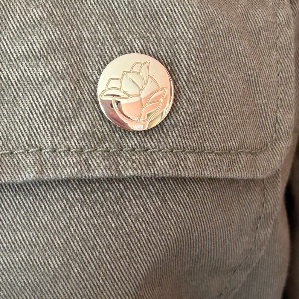 Draper James utility military inspired Field Jacket in Green Twill tie belt SZ S - Picture 9 of 12